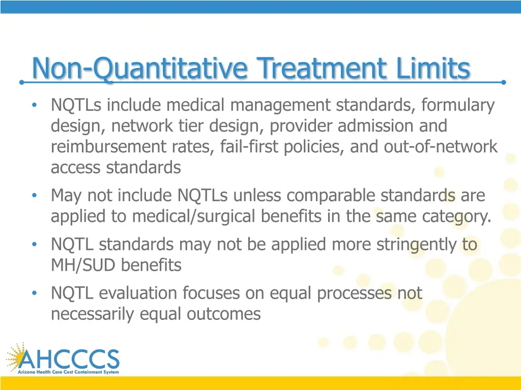 non quantitative treatment limits