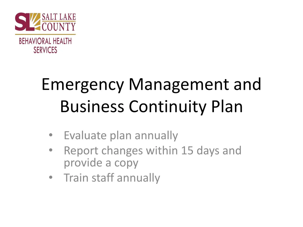 emergency management and business continuity plan