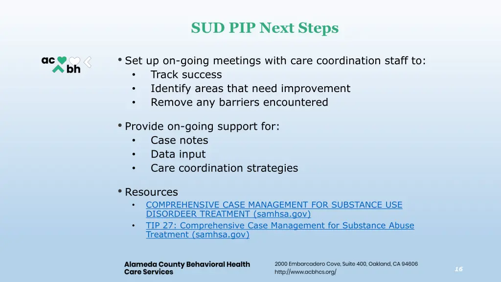 sud pip next steps