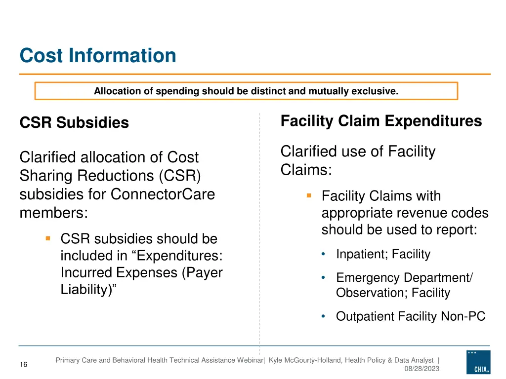 cost information