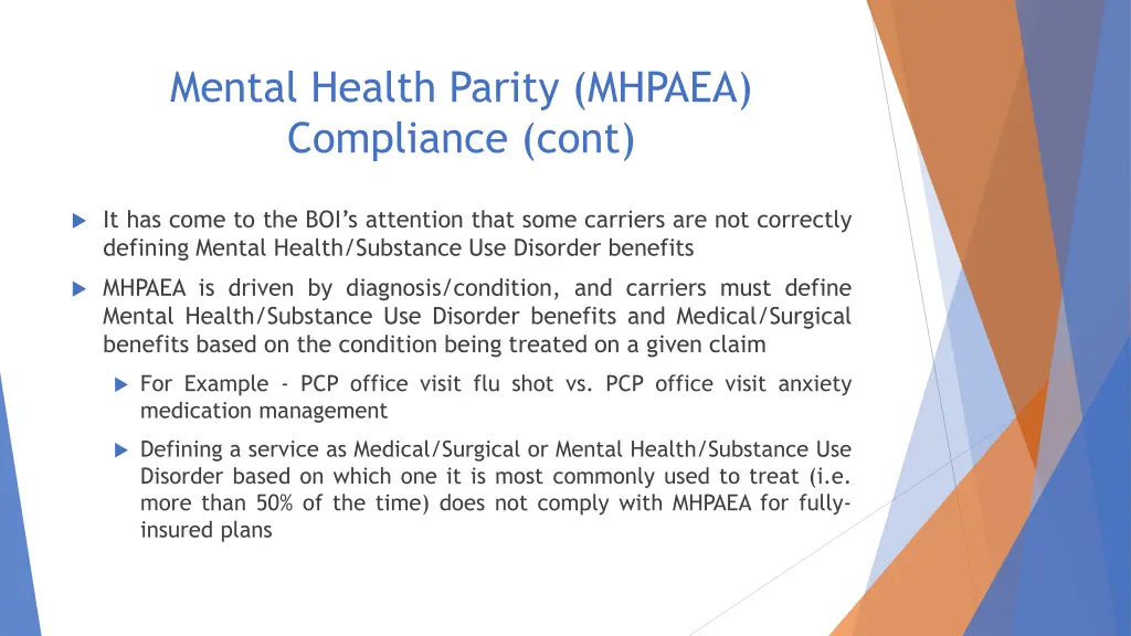 mental health parity mhpaea compliance cont