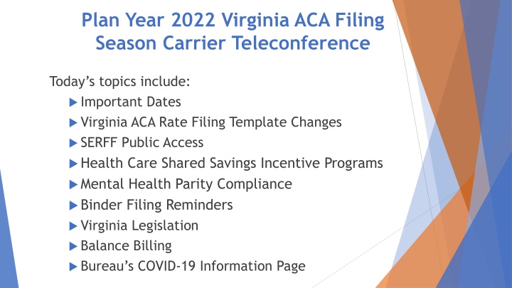 plan year 2022 virginia aca filing season carrier