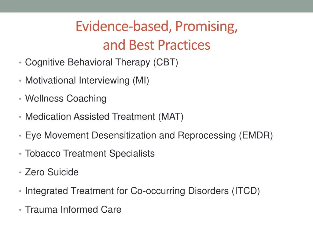 evidence based promising and best practices