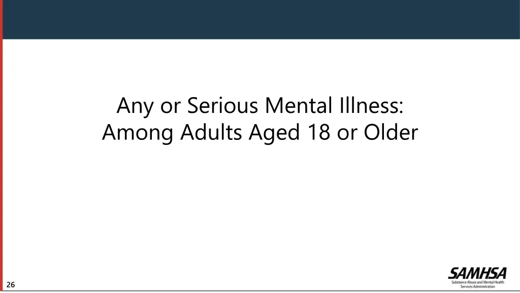 any or serious mental illness among adults aged