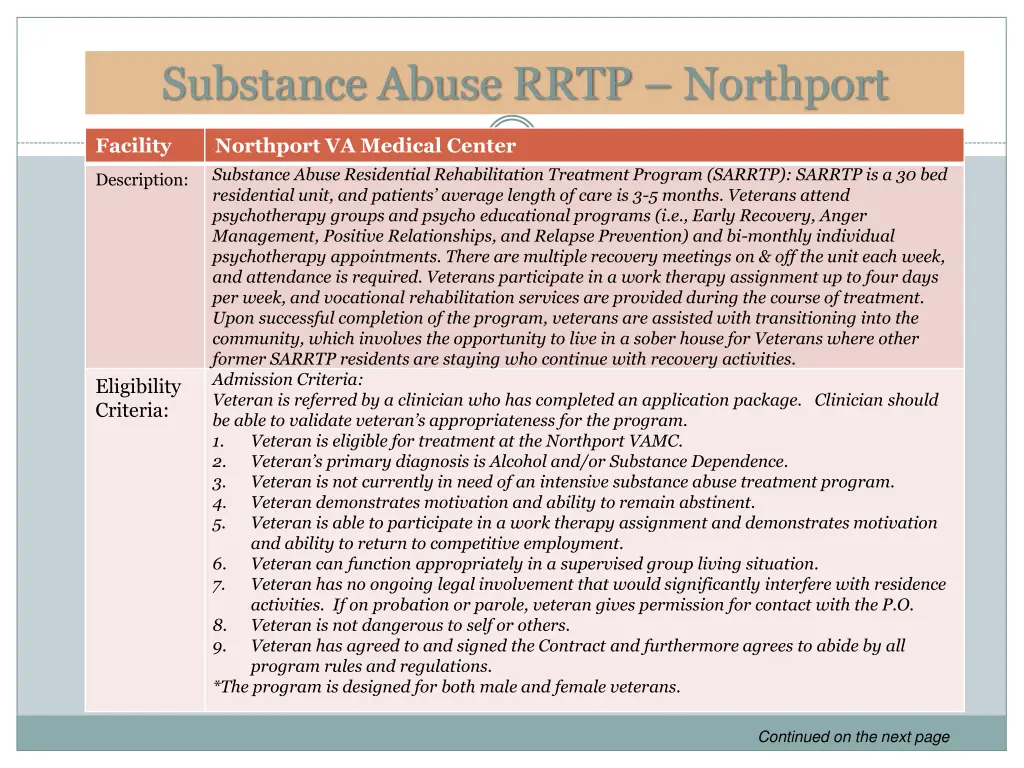 substance abuse rrtp northport