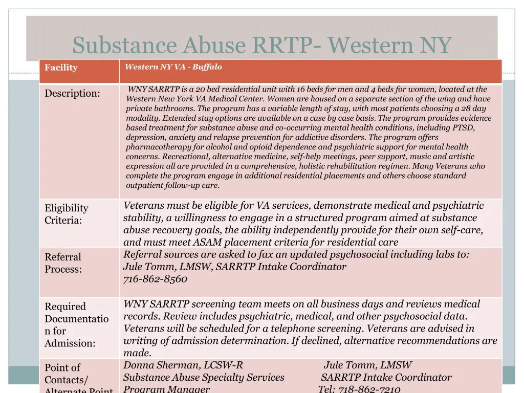 substance abuse rrtp western ny facility western