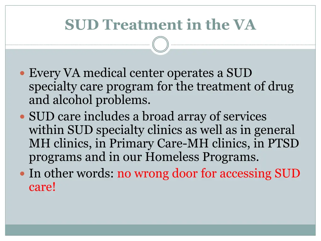 sud treatment in the va