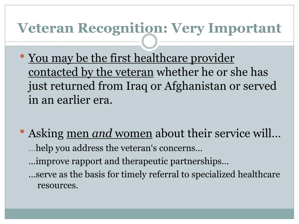 veteran recognition very important