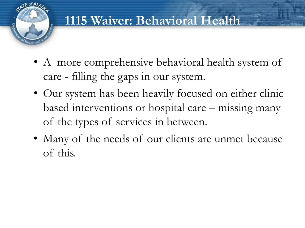 1115 waiver behavioral health