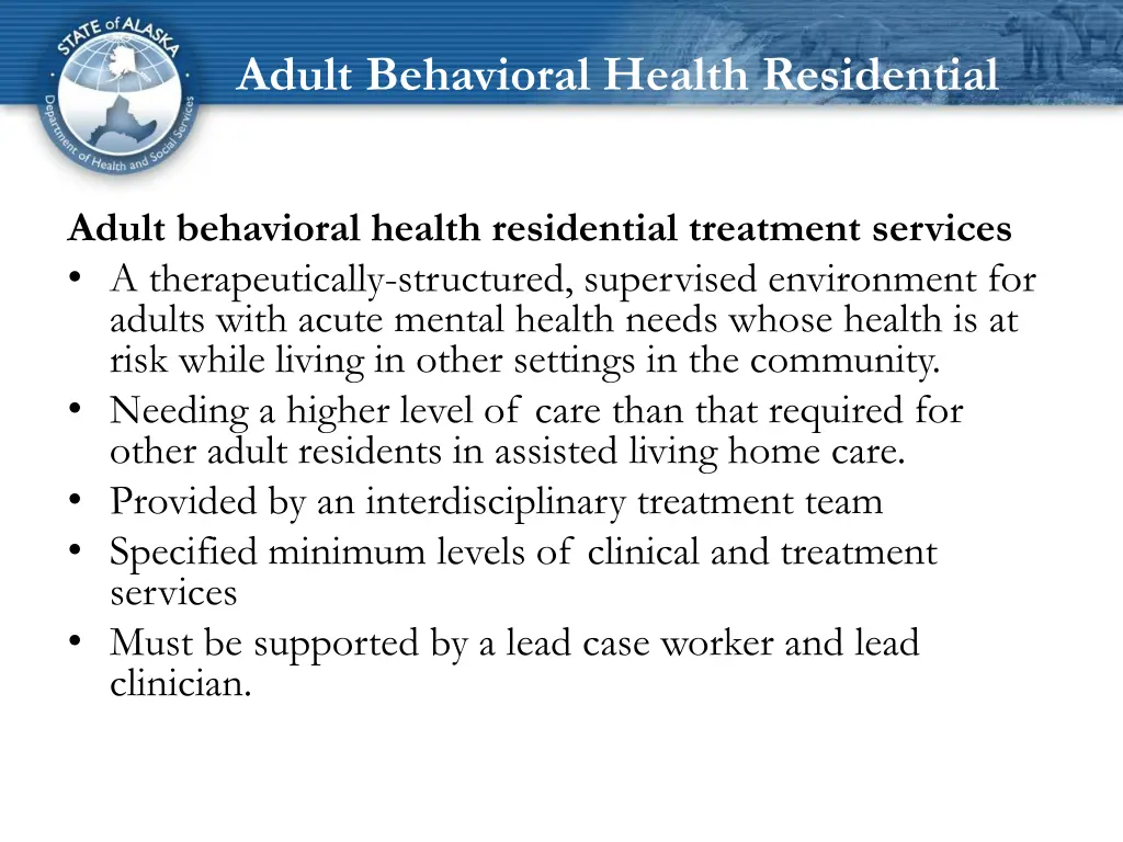 adult behavioral health residential