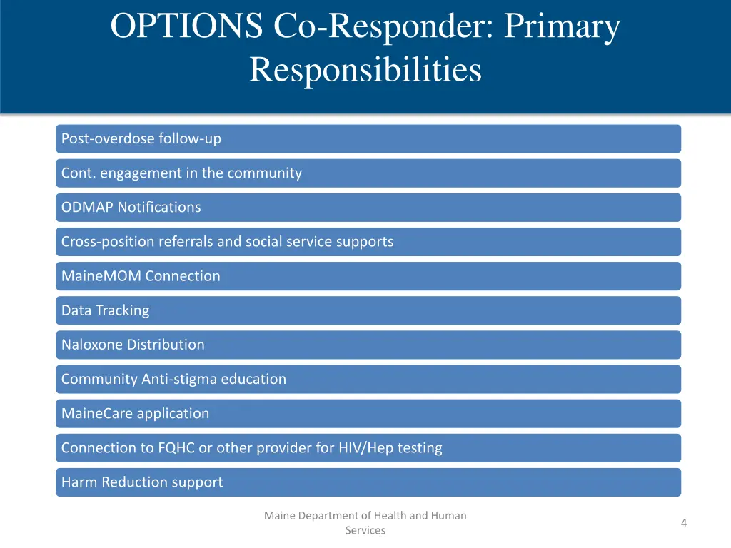 options co responder primary responsibilities