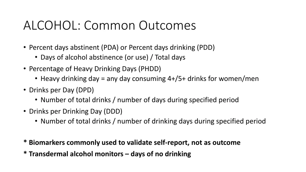 alcohol common outcomes