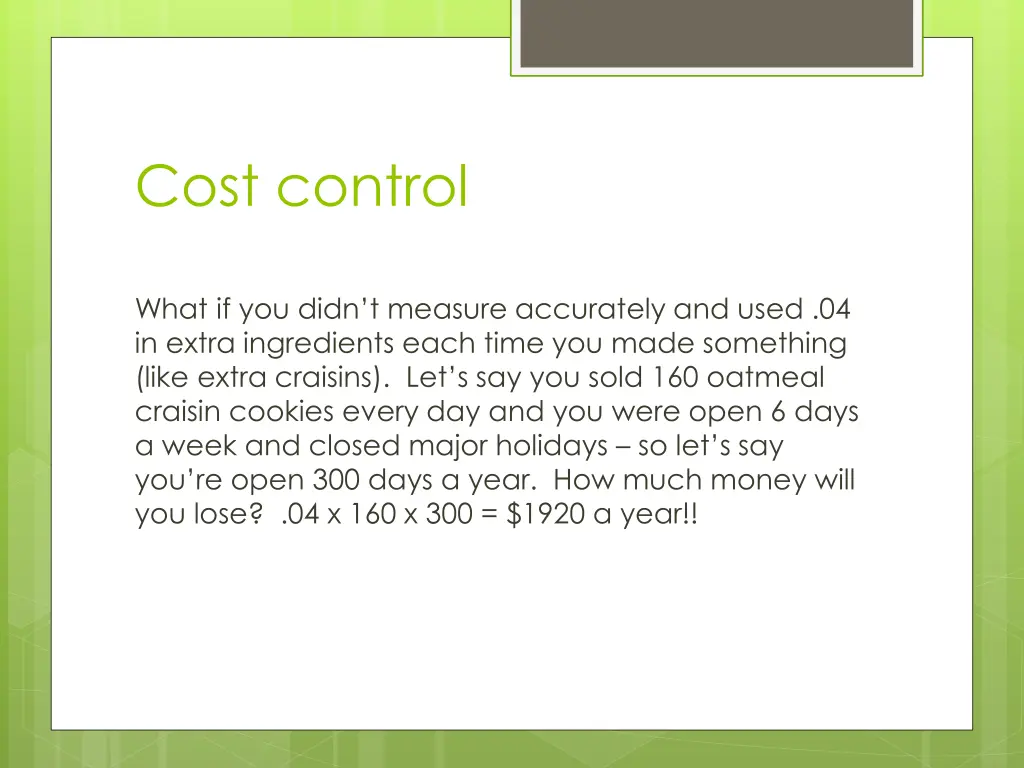 cost control