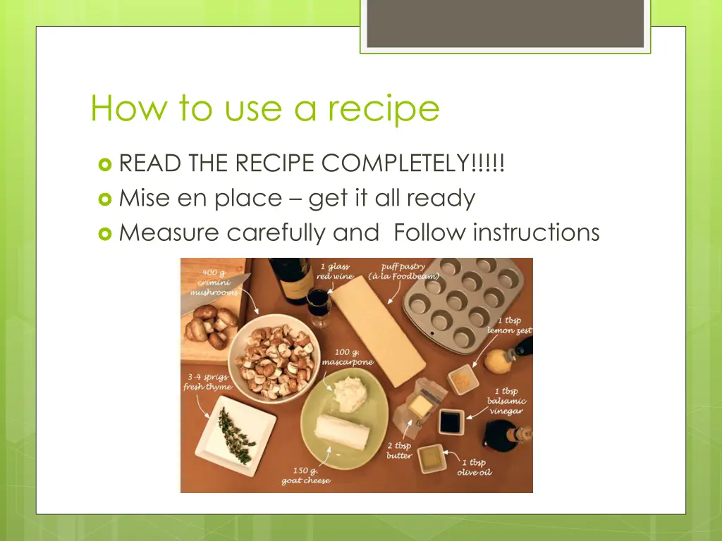 how to use a recipe