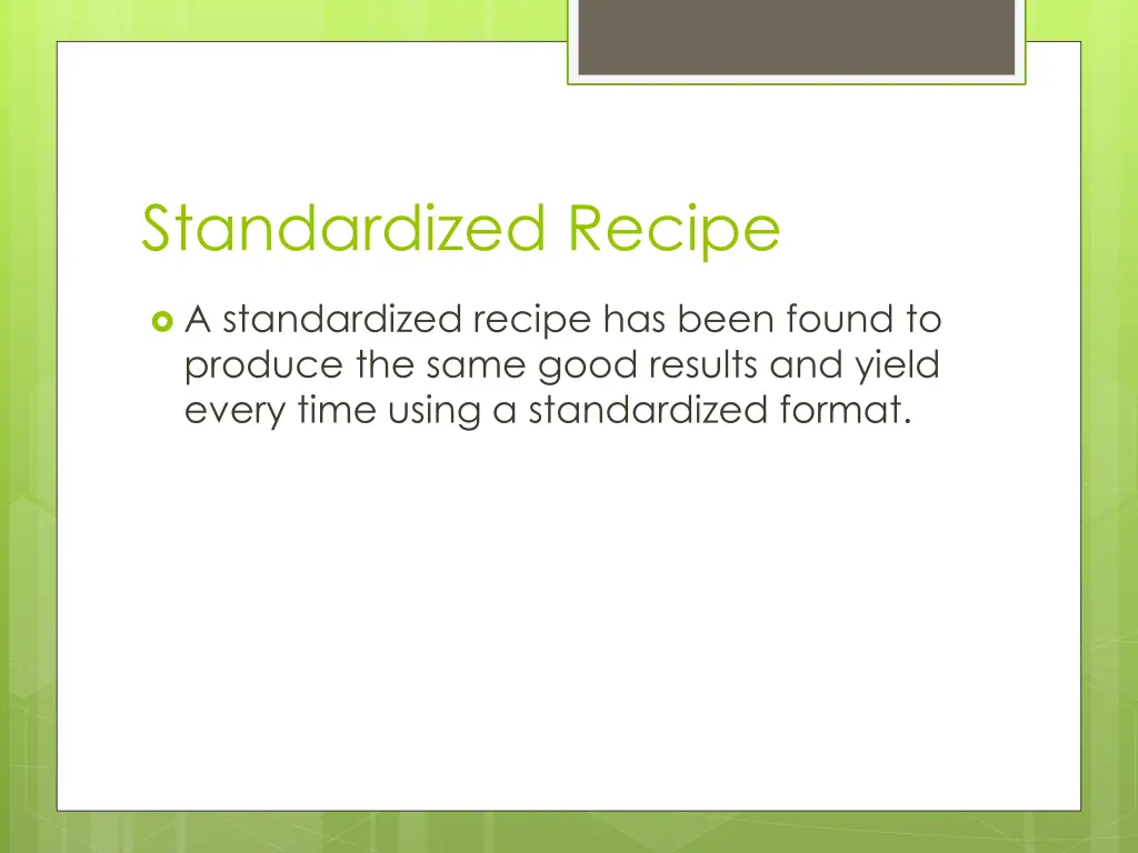 standardized recipe