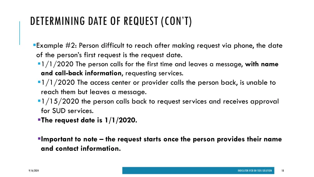 determining date of request con t