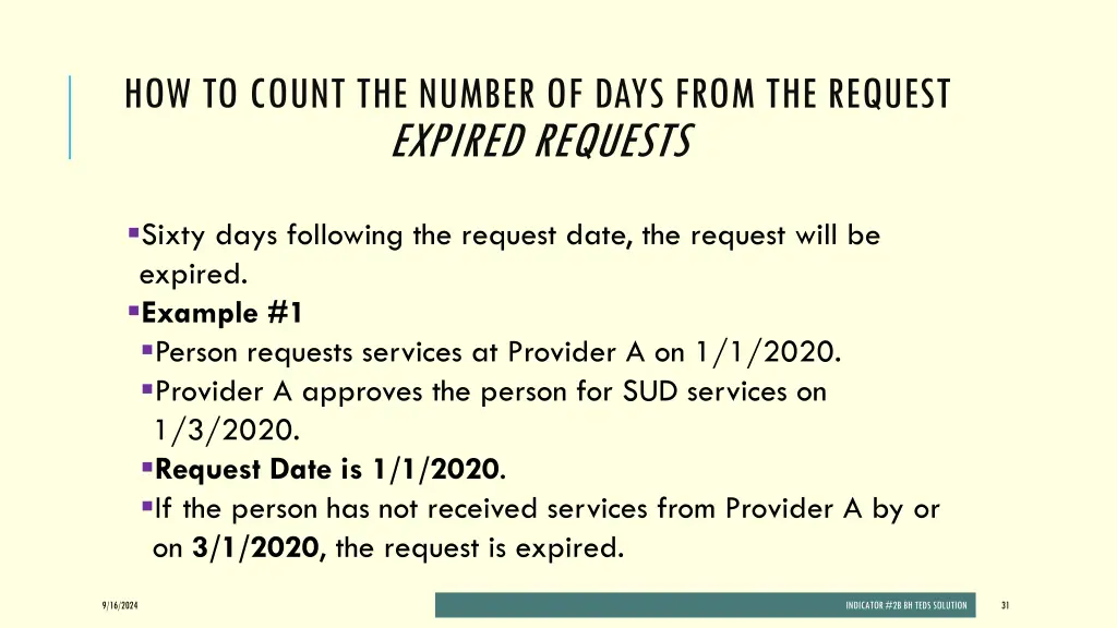 how to count the number of days from the request