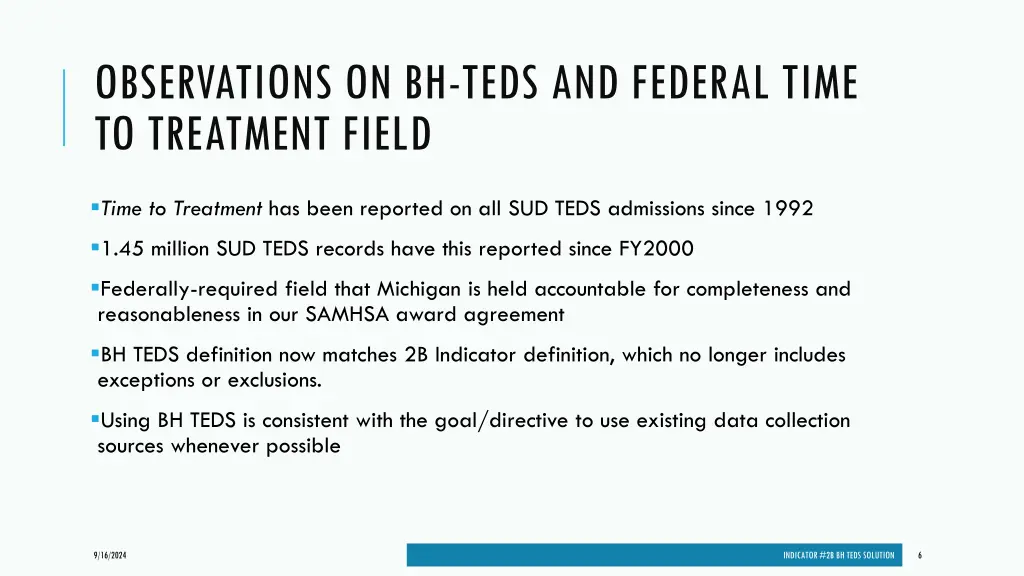 observations on bh teds and federal time