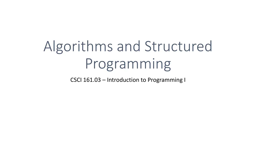 algorithms and structured programming