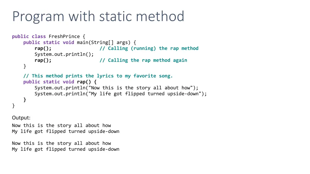 program with static method