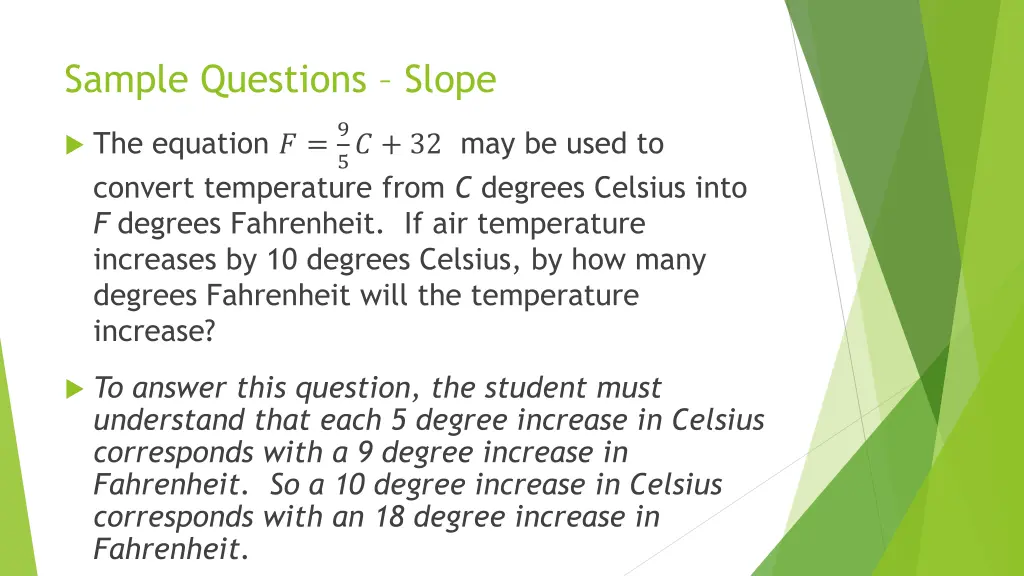 sample questions slope