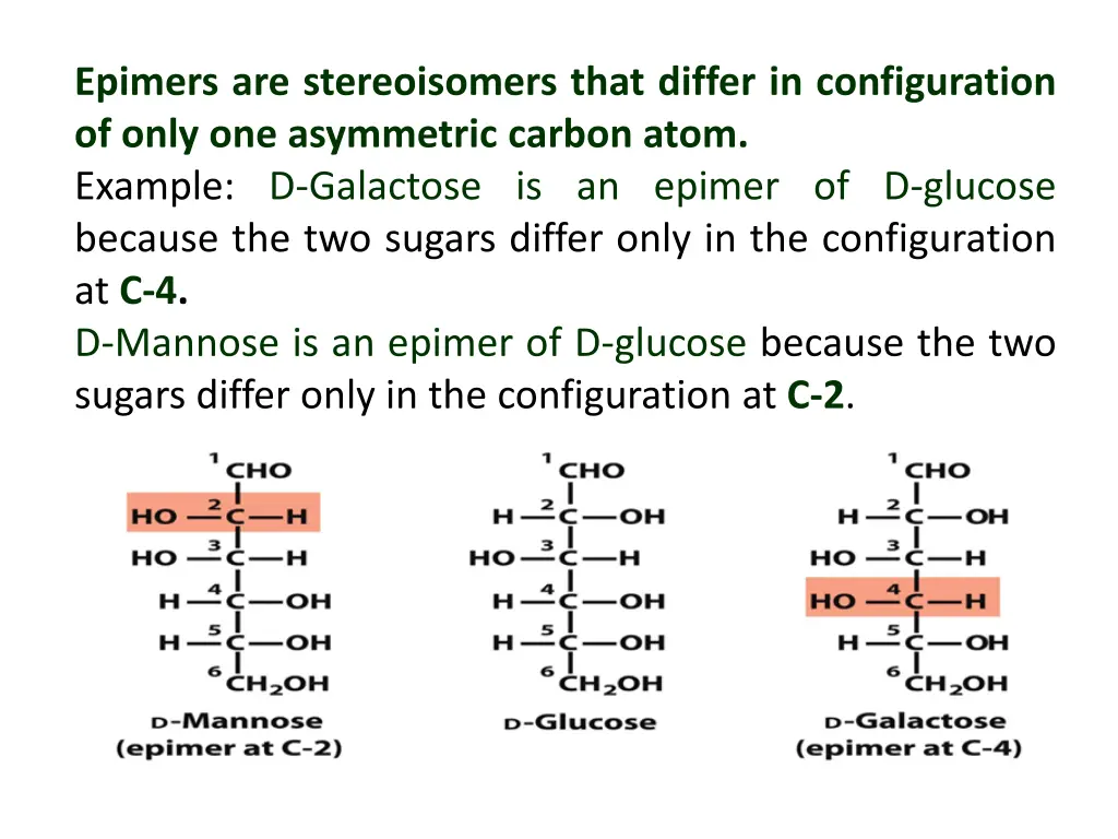 epimers are stereoisomers that differ