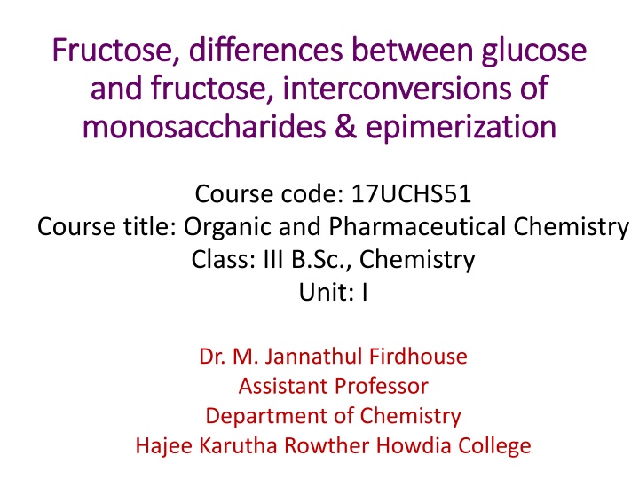 fructose differences between glucose fructose