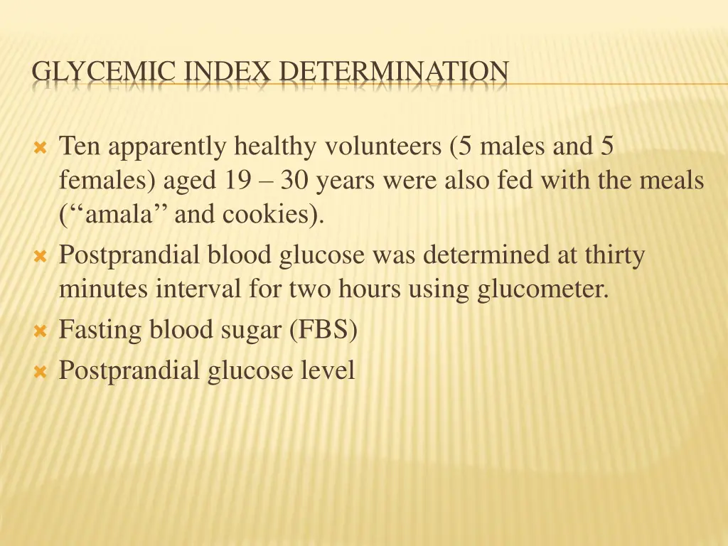 glycemic index determination