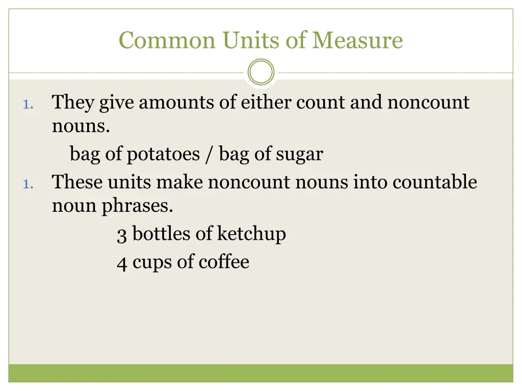 common units of measure