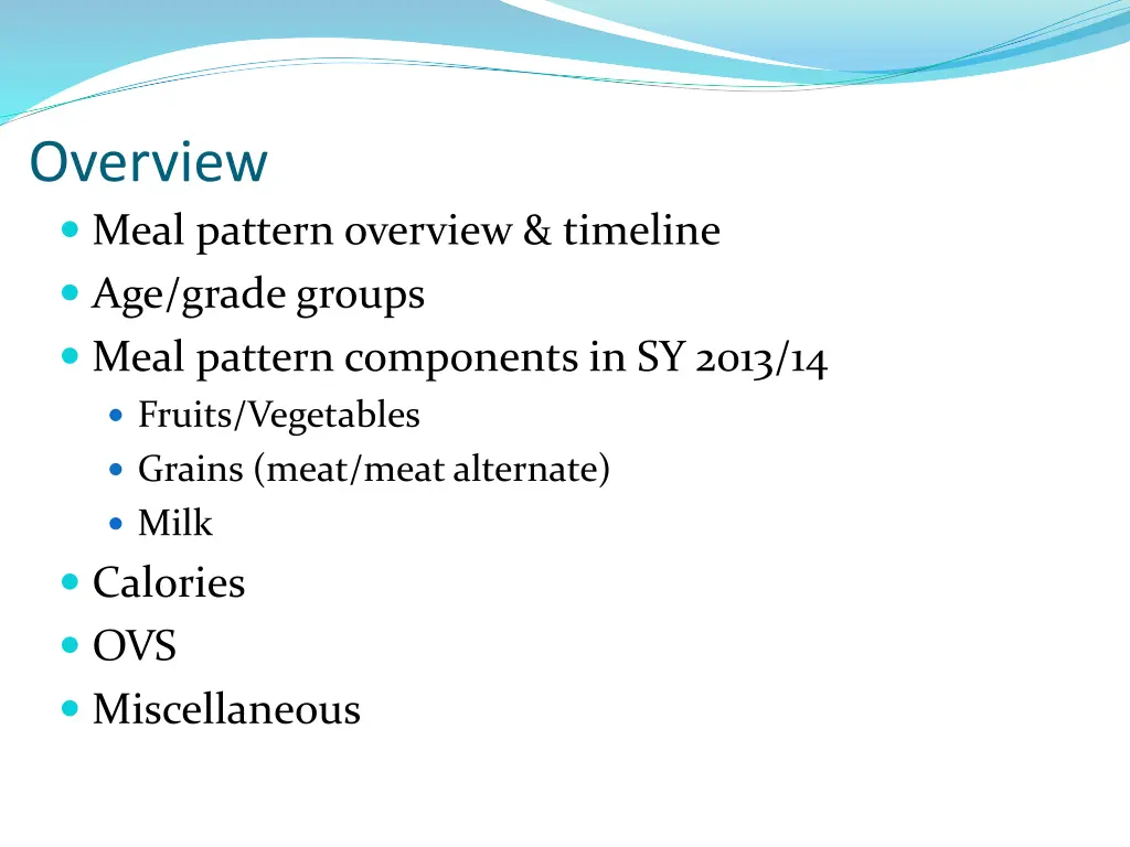 overview meal pattern overview timeline age grade