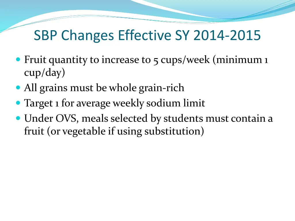 sbp changes effective sy 2014 2015