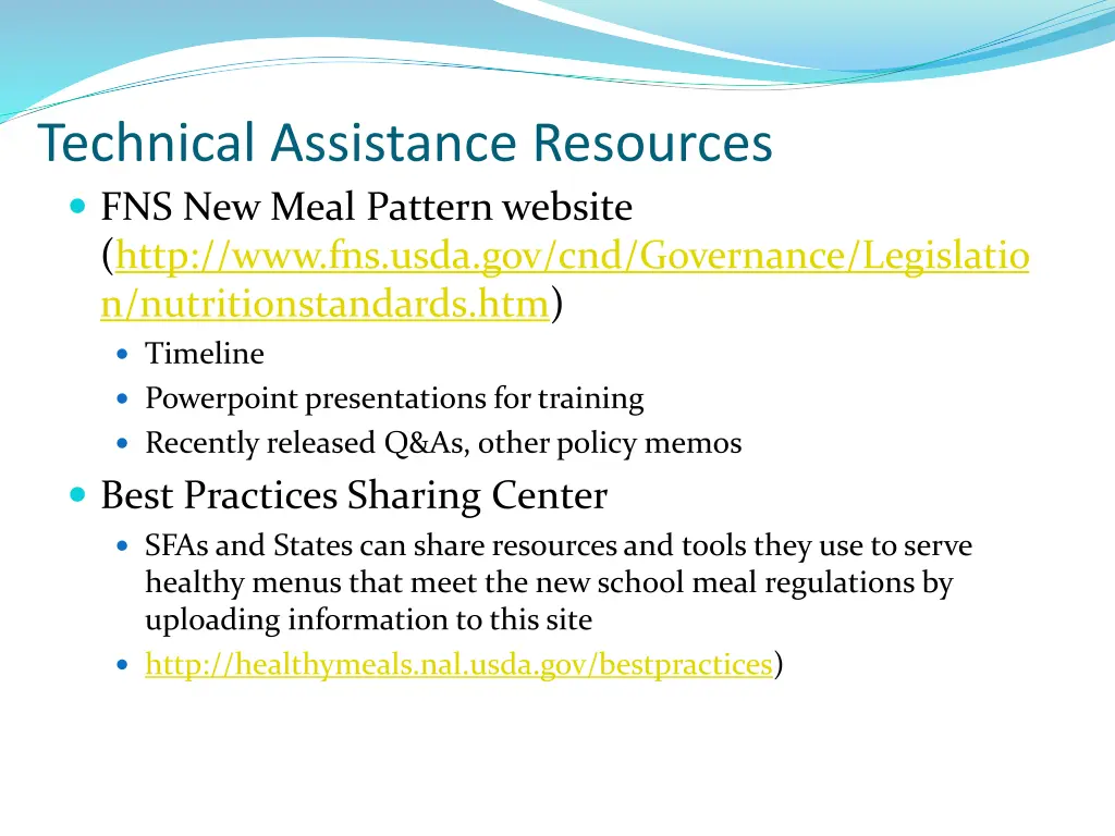 technical assistance resources fns new meal