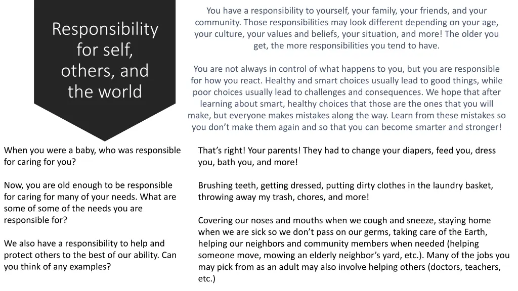 you have a responsibility to yourself your family