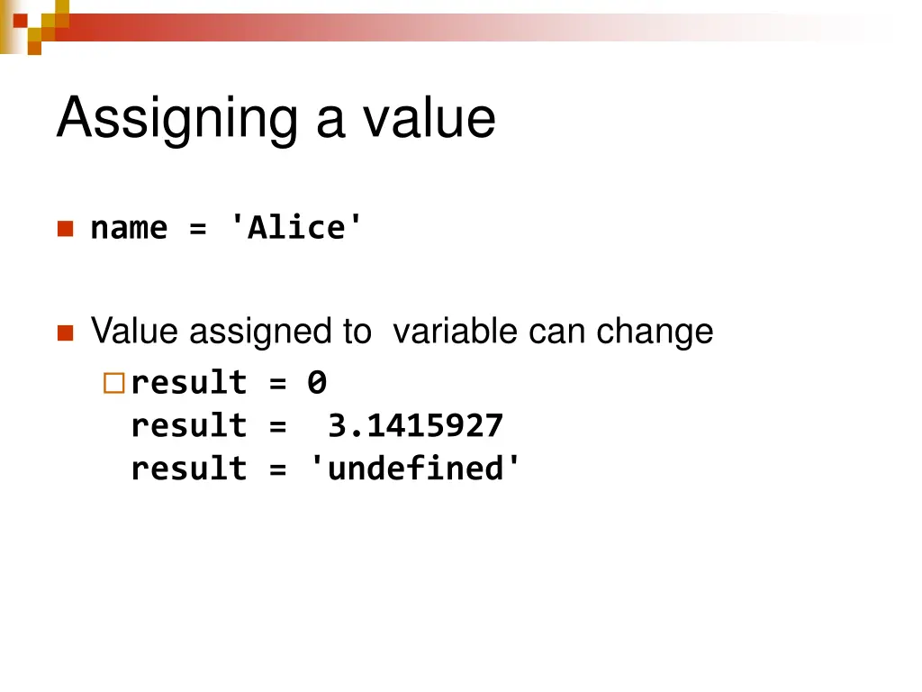 assigning a value