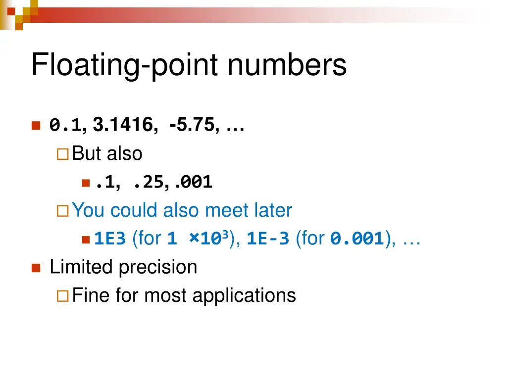 floating point numbers