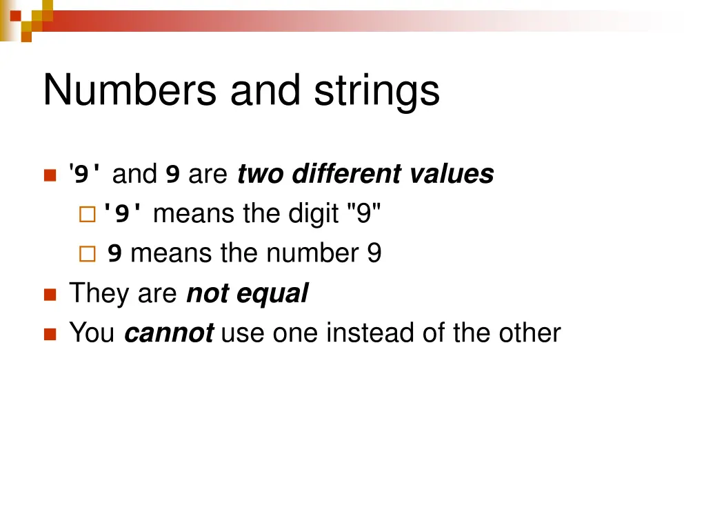 numbers and strings