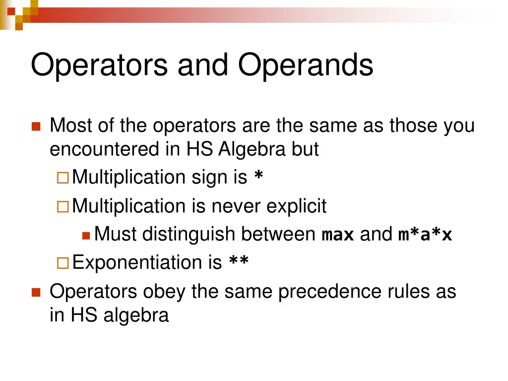 operators and operands