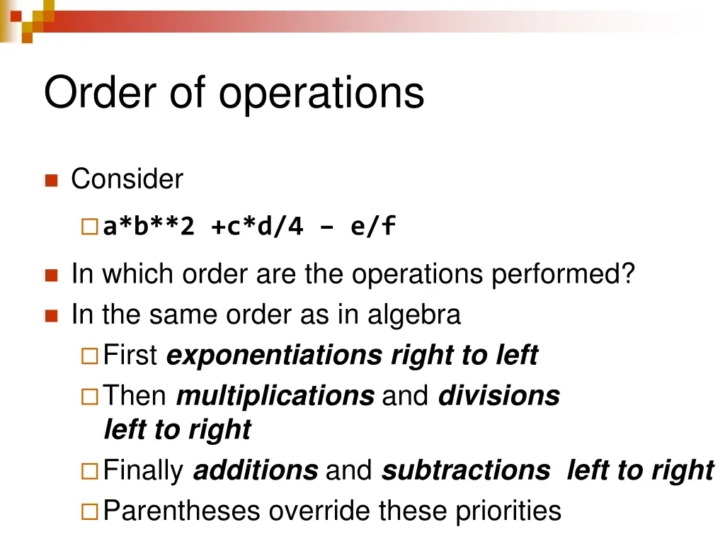 order of operations