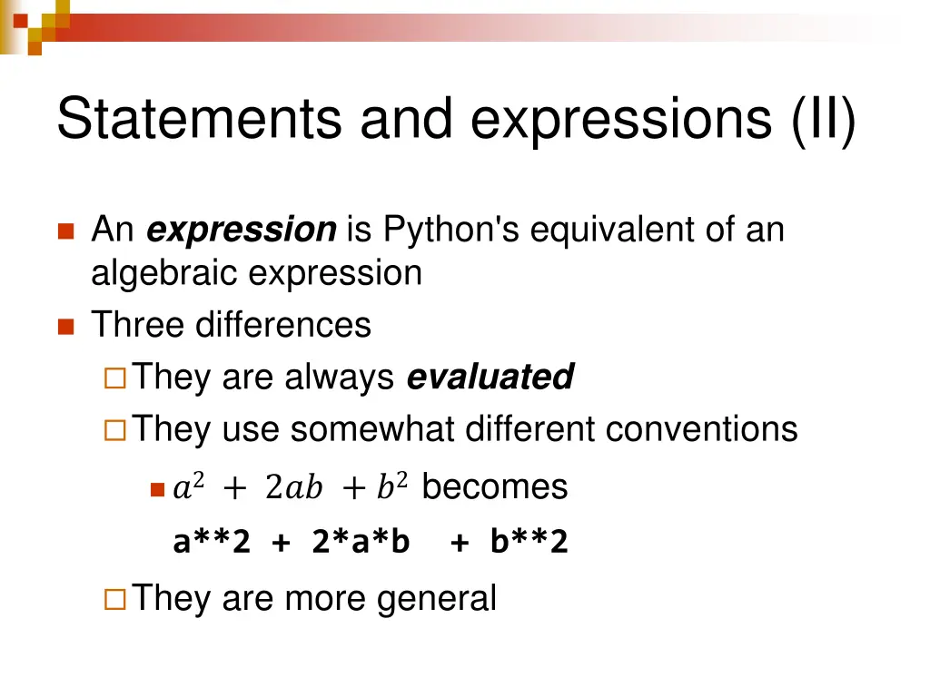 statements and expressions ii