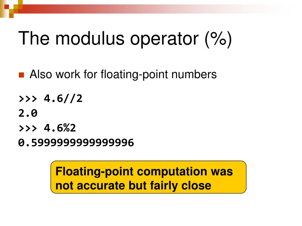 the modulus operator 1