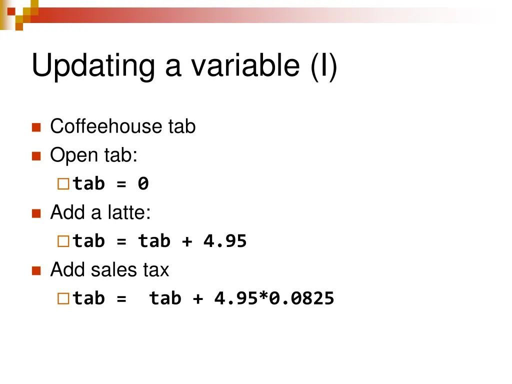 updating a variable i