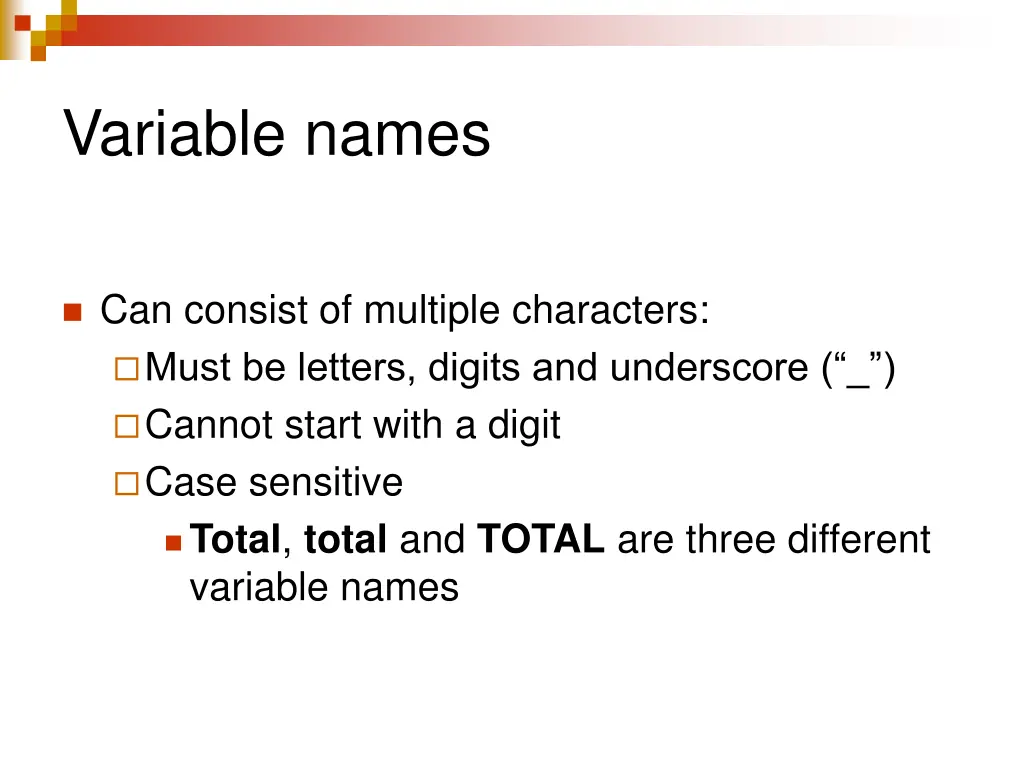 variable names