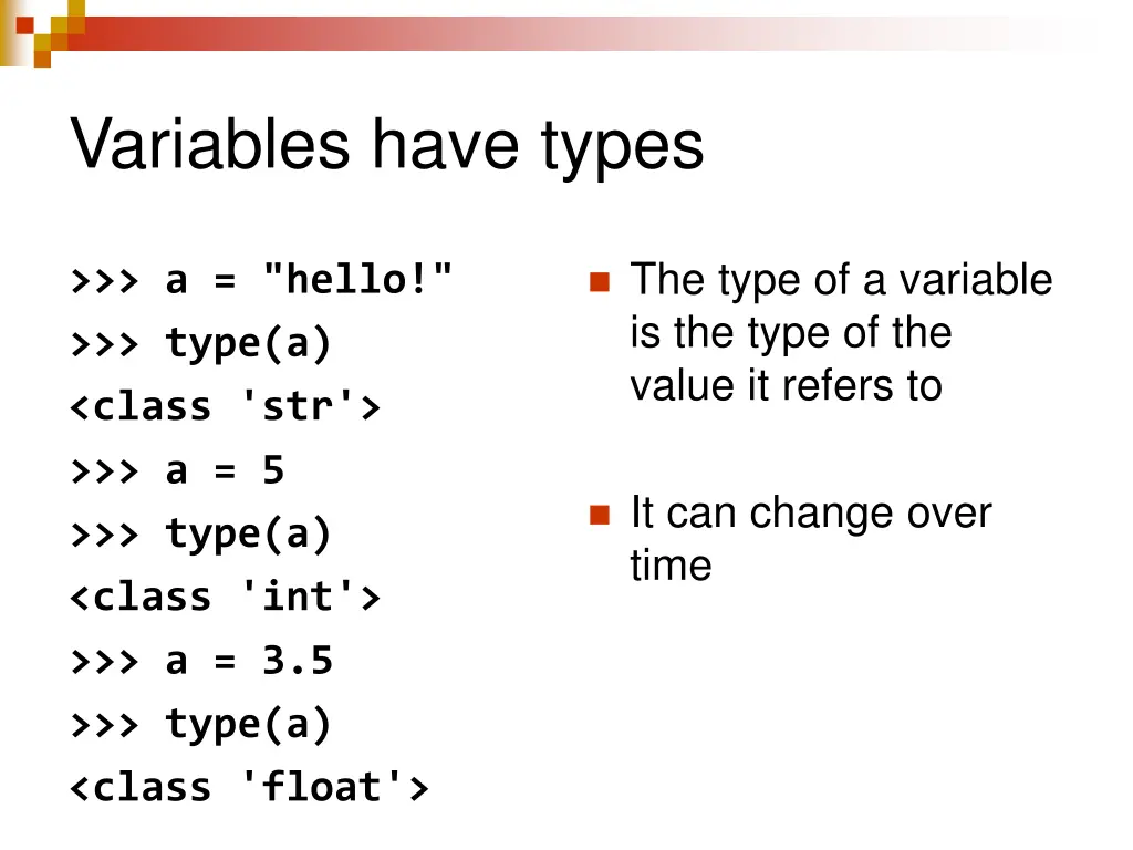 variables have types