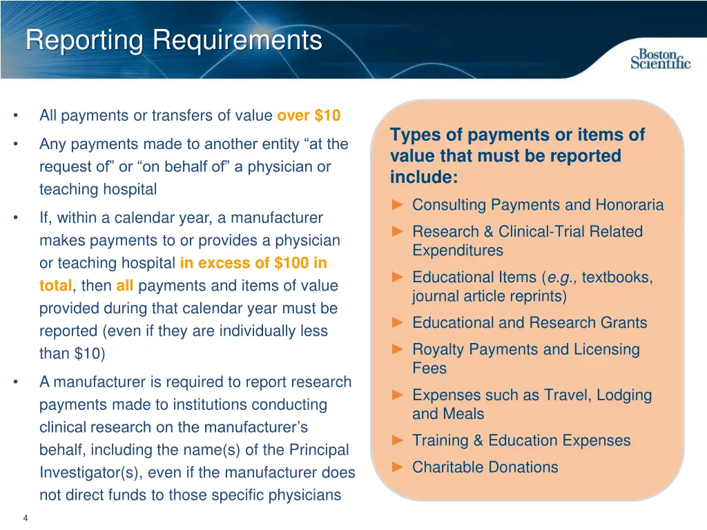 reporting requirements