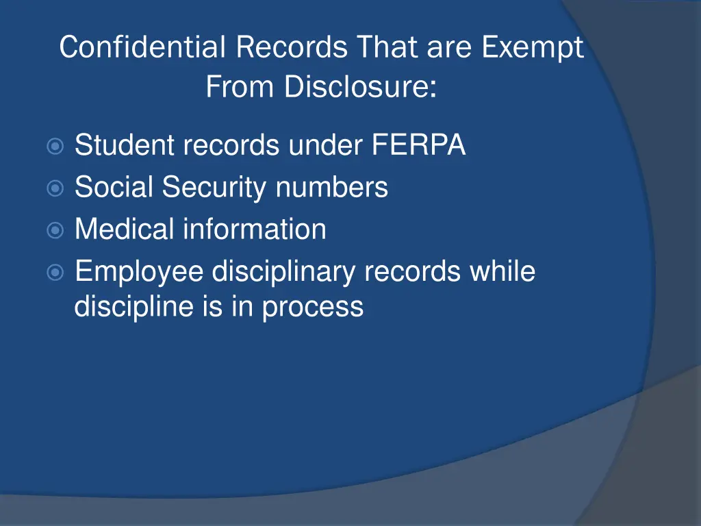 confidential records that are exempt from