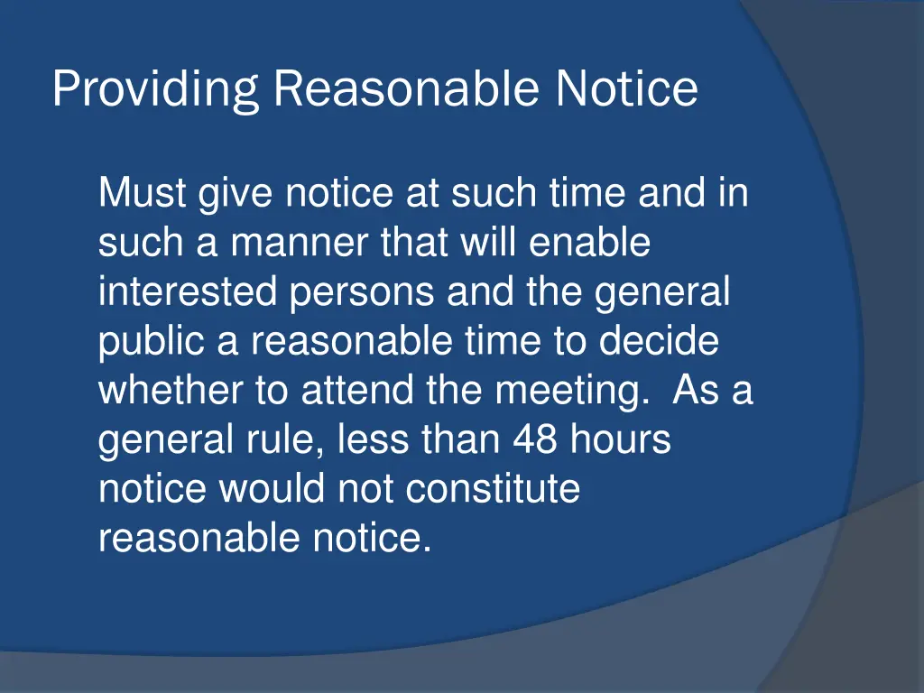 providing reasonable notice