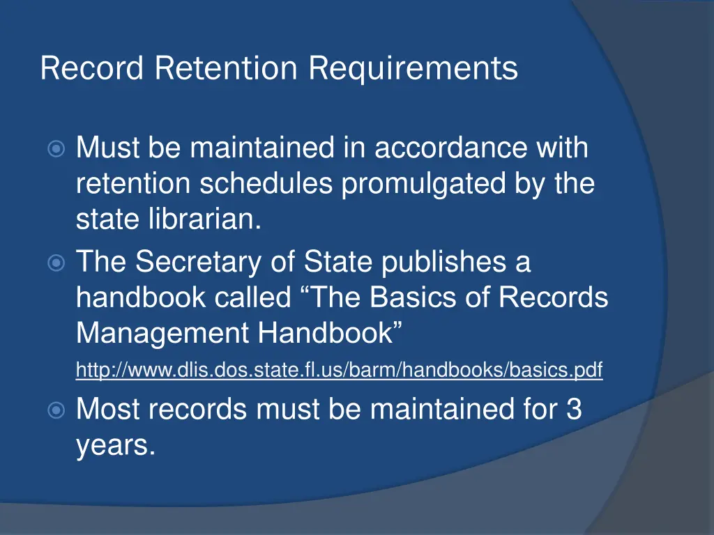 record retention requirements