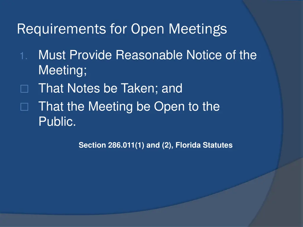 requirements for open meetings