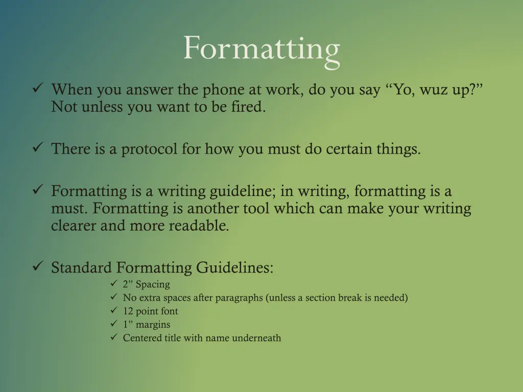 formatting