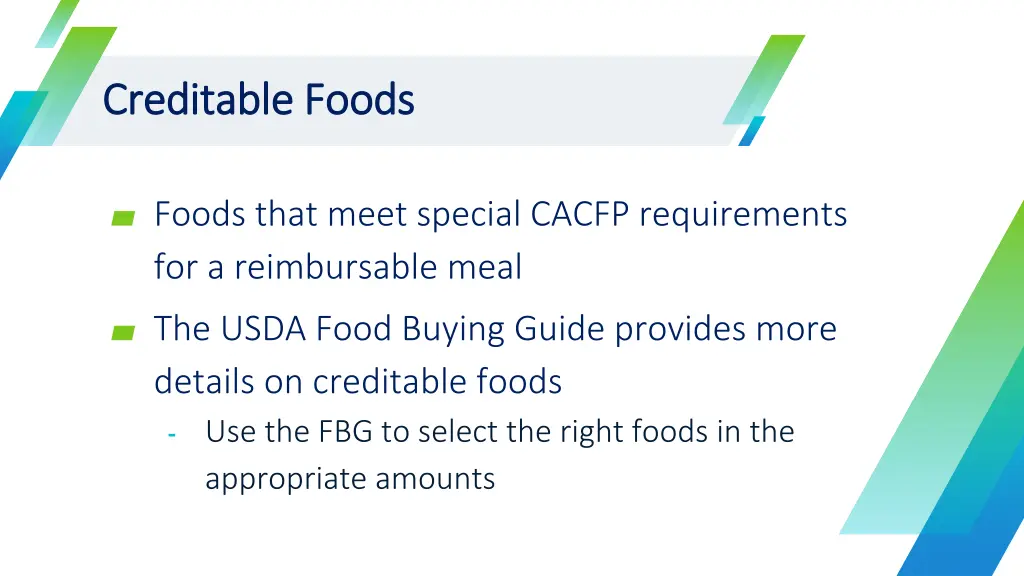 creditable foods creditable foods